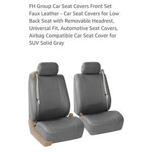 Car Seat Covers for Low  Seat with Removable Headrest, Universal Fit Solid Gray